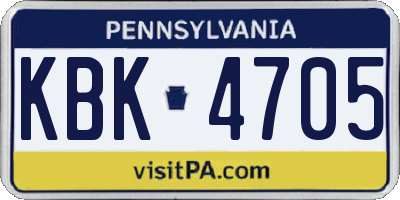 PA license plate KBK4705