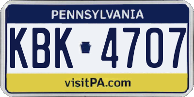 PA license plate KBK4707