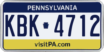 PA license plate KBK4712