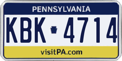 PA license plate KBK4714