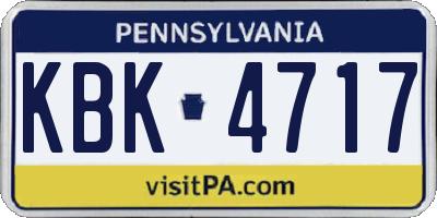 PA license plate KBK4717