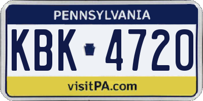 PA license plate KBK4720