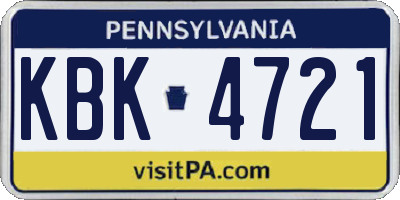 PA license plate KBK4721