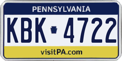 PA license plate KBK4722