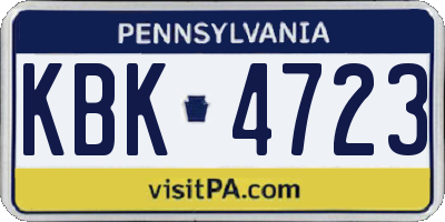 PA license plate KBK4723