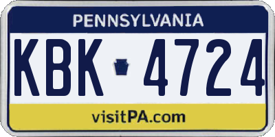PA license plate KBK4724