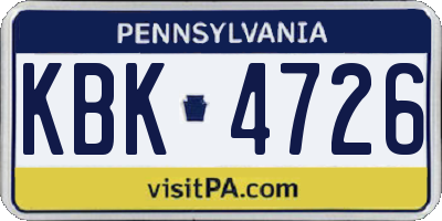 PA license plate KBK4726