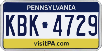 PA license plate KBK4729