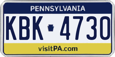PA license plate KBK4730