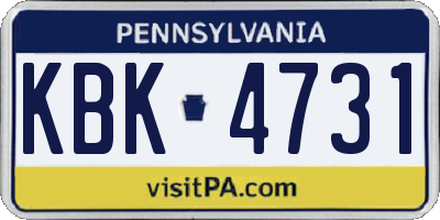PA license plate KBK4731