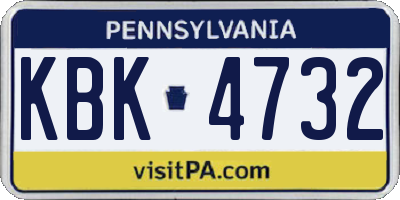 PA license plate KBK4732