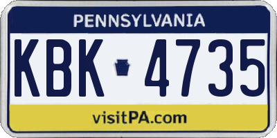 PA license plate KBK4735