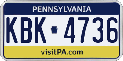 PA license plate KBK4736