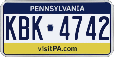 PA license plate KBK4742