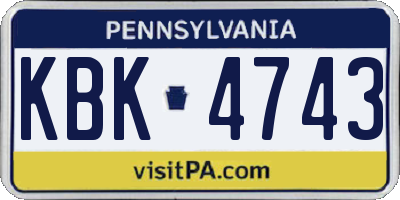 PA license plate KBK4743