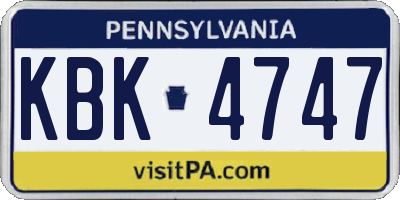 PA license plate KBK4747