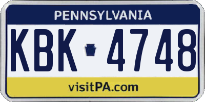 PA license plate KBK4748
