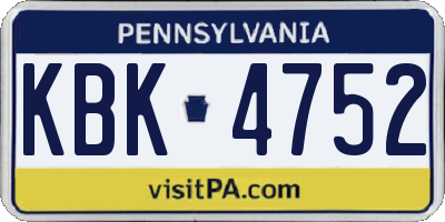 PA license plate KBK4752