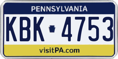 PA license plate KBK4753