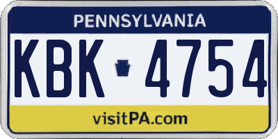 PA license plate KBK4754