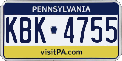 PA license plate KBK4755