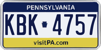 PA license plate KBK4757