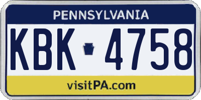 PA license plate KBK4758