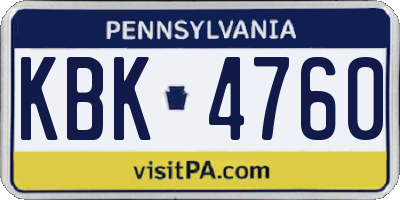 PA license plate KBK4760