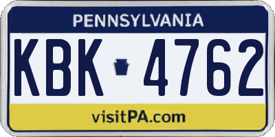 PA license plate KBK4762