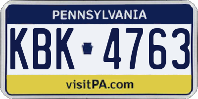 PA license plate KBK4763