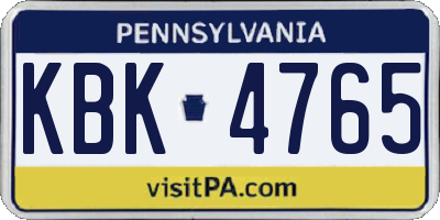 PA license plate KBK4765