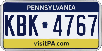 PA license plate KBK4767