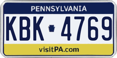 PA license plate KBK4769