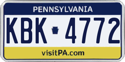 PA license plate KBK4772