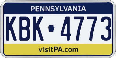 PA license plate KBK4773