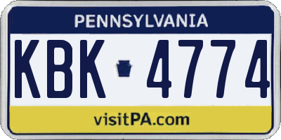 PA license plate KBK4774