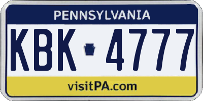 PA license plate KBK4777