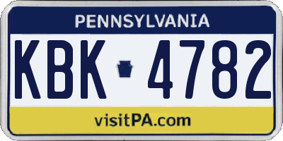 PA license plate KBK4782