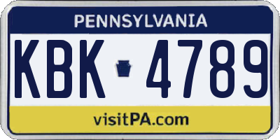 PA license plate KBK4789