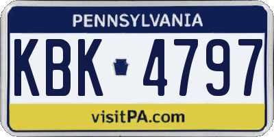 PA license plate KBK4797