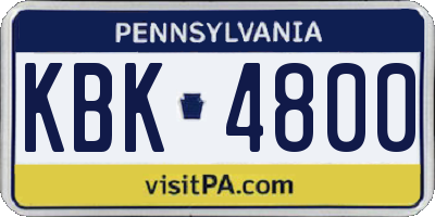 PA license plate KBK4800