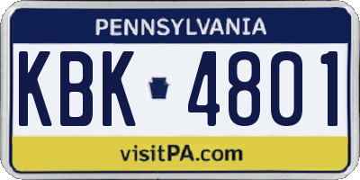 PA license plate KBK4801