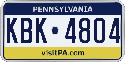 PA license plate KBK4804
