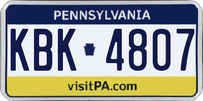 PA license plate KBK4807