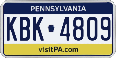 PA license plate KBK4809
