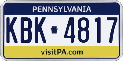 PA license plate KBK4817