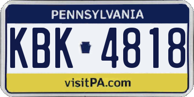 PA license plate KBK4818