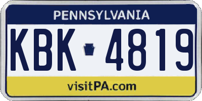 PA license plate KBK4819