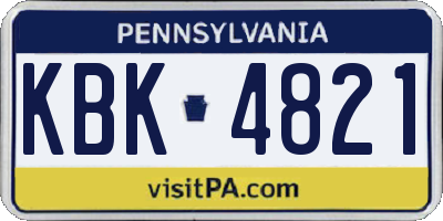 PA license plate KBK4821