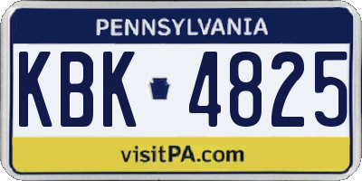 PA license plate KBK4825